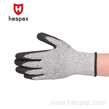 Hespax Gloves Double Nitrile Sandy Finish Palm Coated